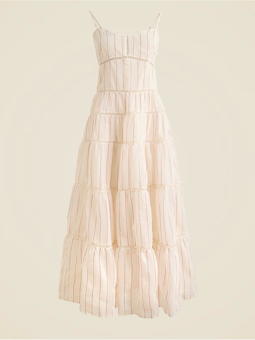 J. Crew Cream Maxi Dress with Pink Stripes
